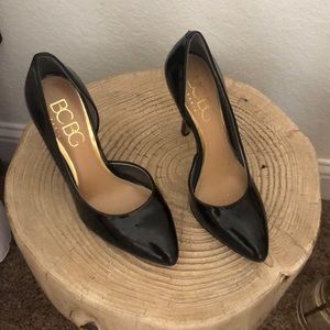BCBG patent black heels